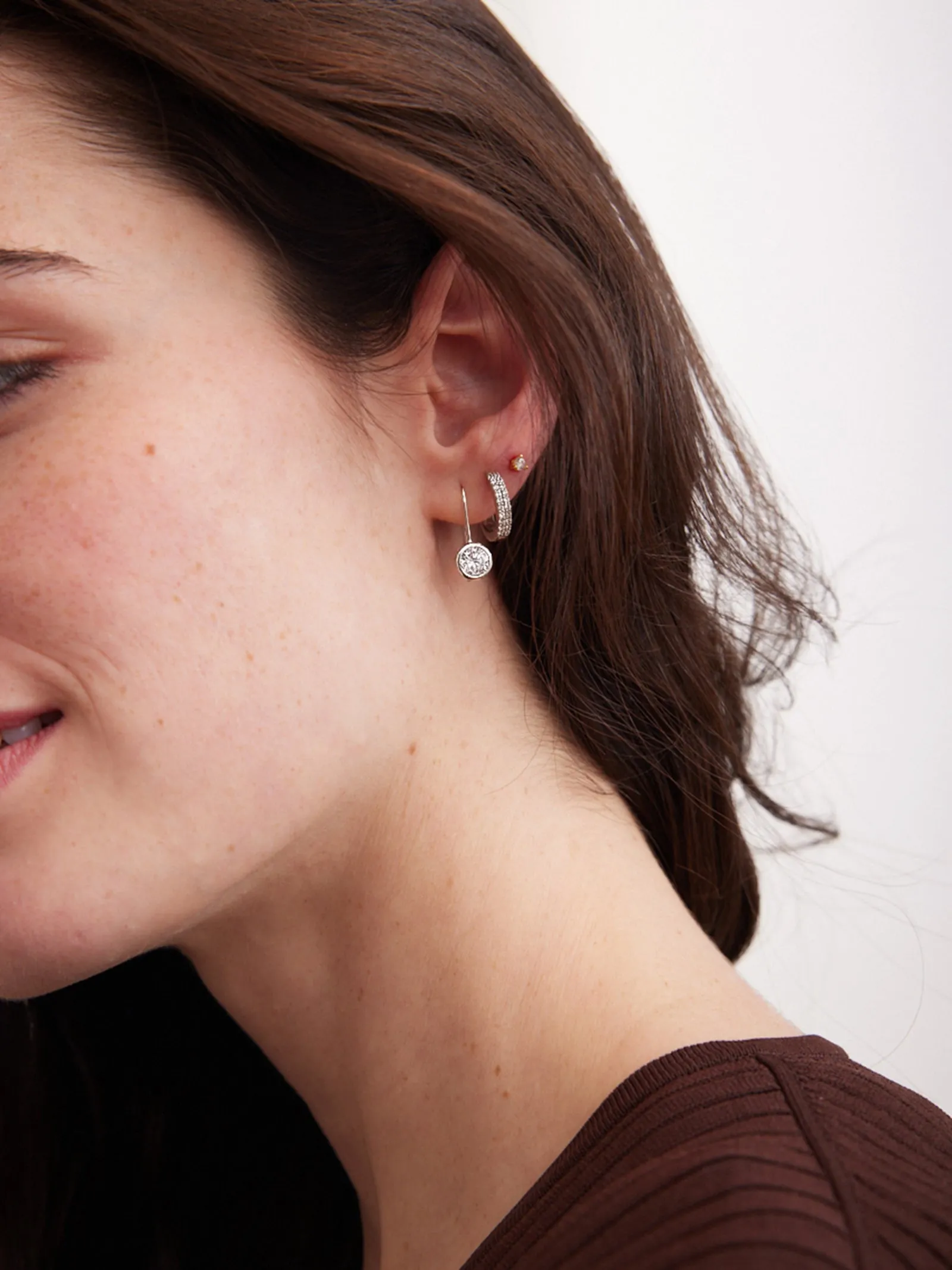 Fallon 18K Sterling Silver Bezel Earrings - 8MM Stone sold by BaubleBar product image thumbnail 2