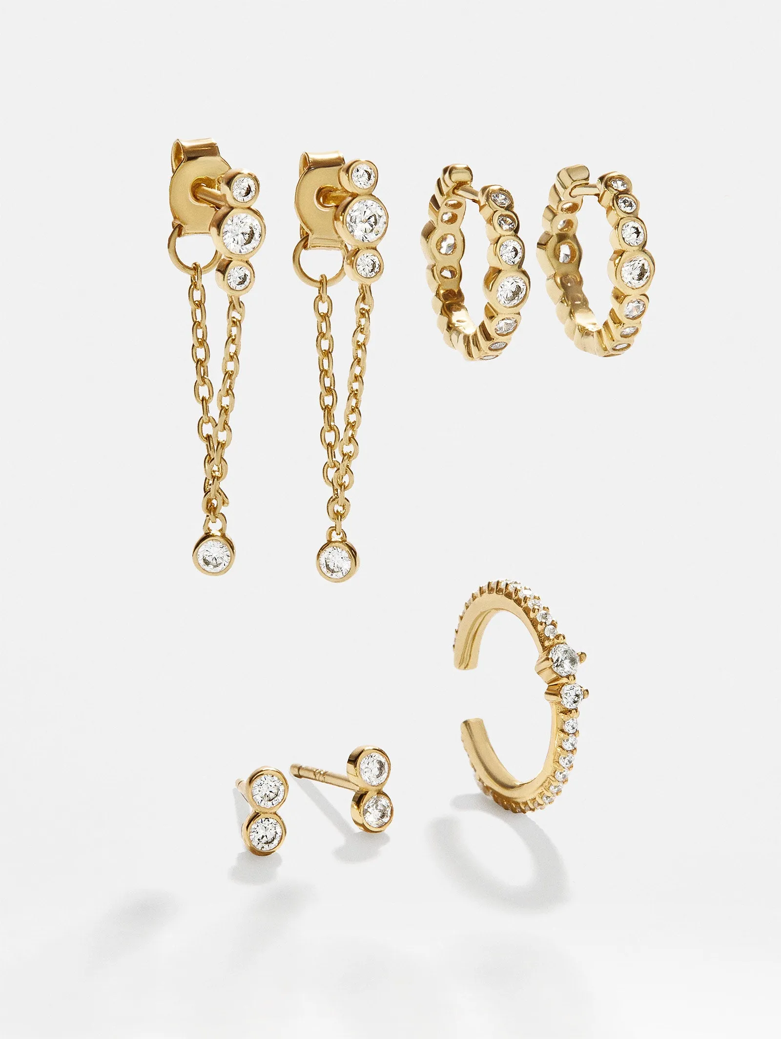 Lexi 18K Gold Earring Set - Gold/Pavé sold by BaubleBar