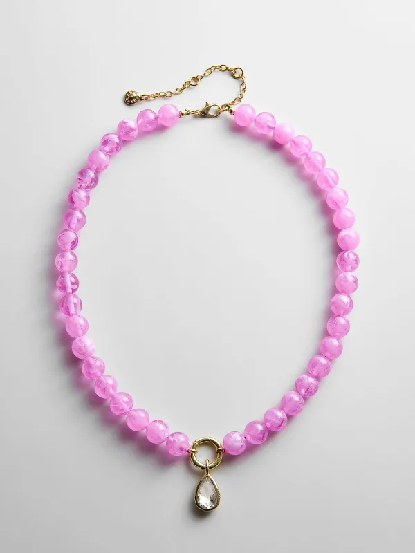 Janette Beaded Ring Necklace - Rose Quartz made by BaubleBar