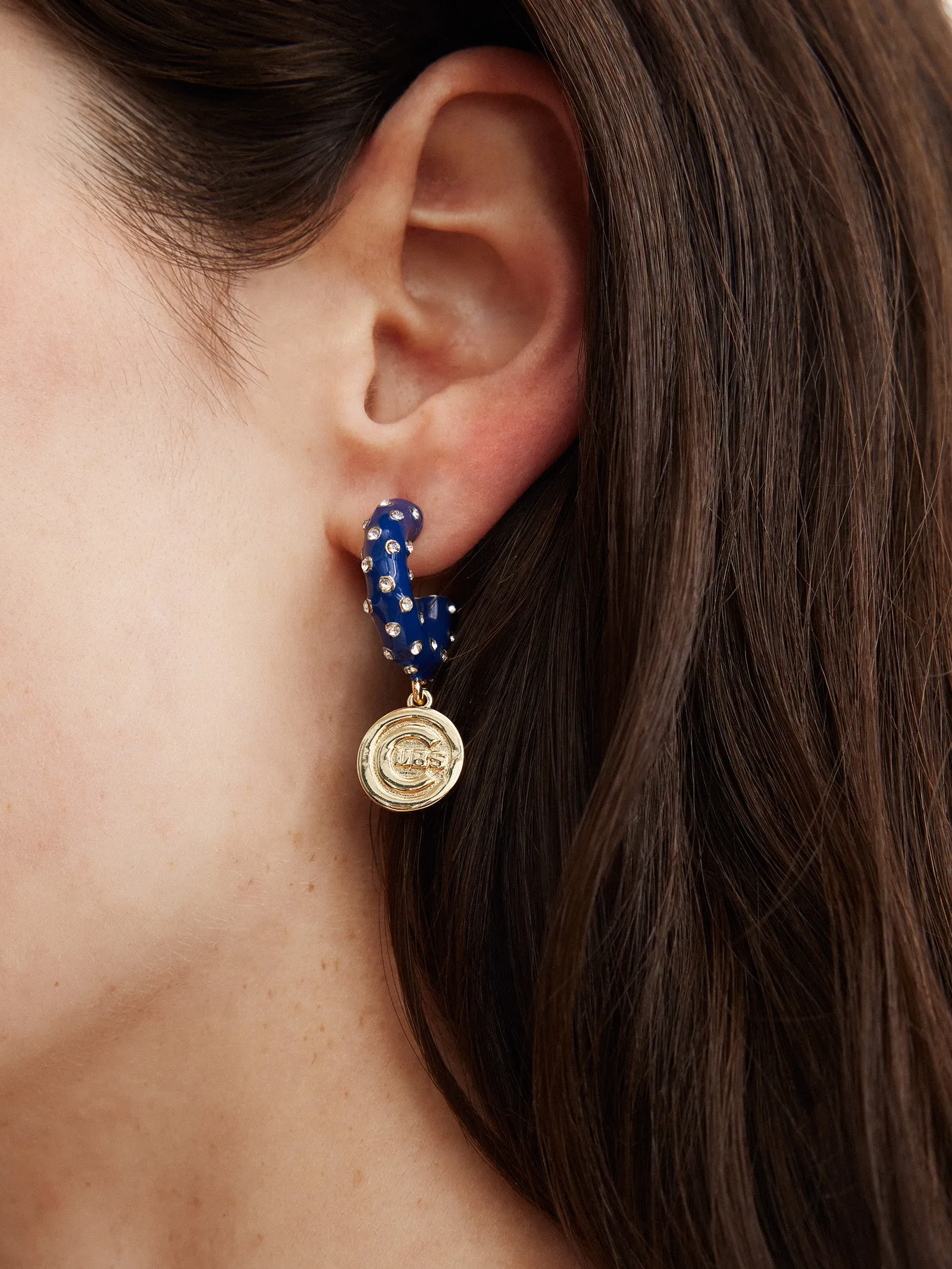 MLB Enamel Hoop Earrings - Chicago Cubs sold by BaubleBar product image thumbnail 2
