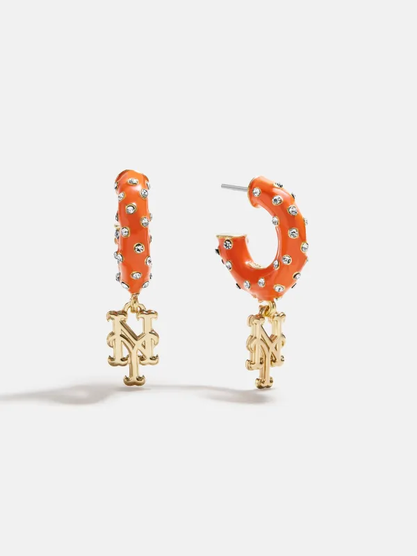 MLB Enamel Hoop Earrings - New York Mets sold by BaubleBar