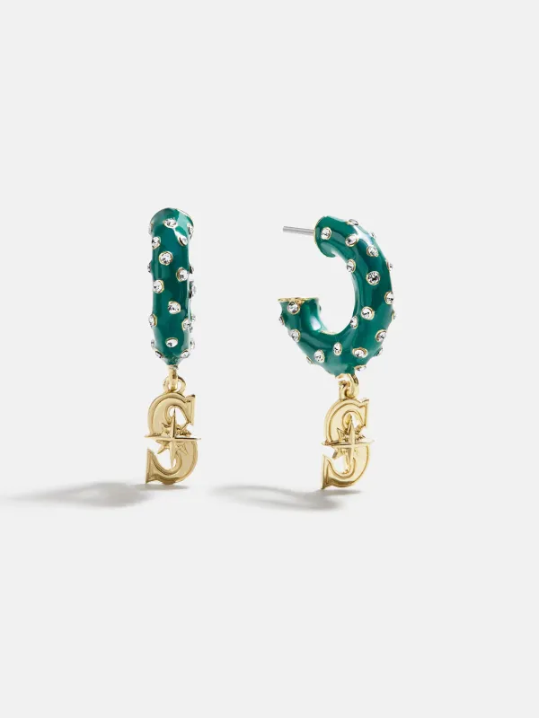 MLB Enamel Hoop Earrings - Seattle Mariners sold by BaubleBar