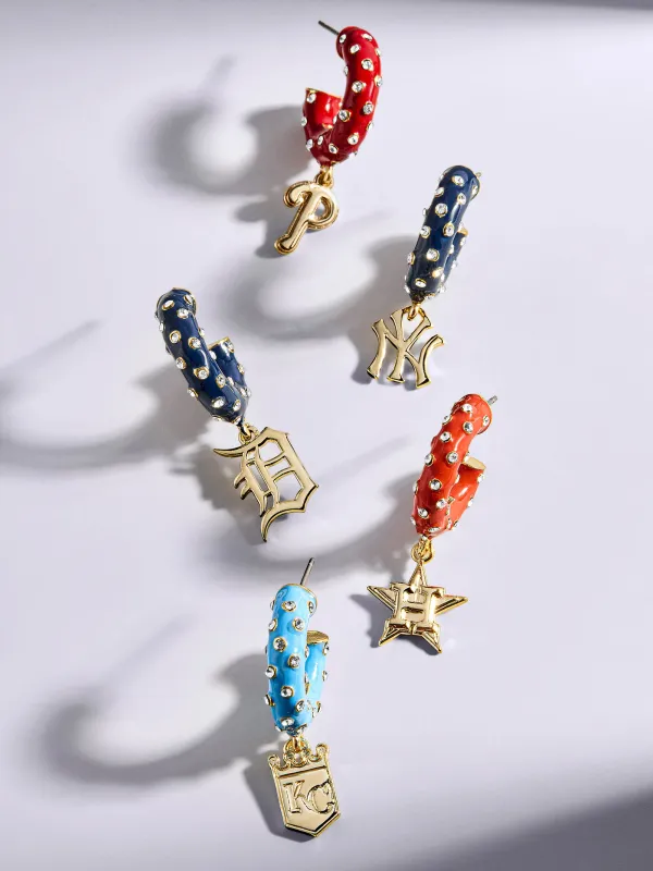 MLB Enamel Hoop Earrings - New York Yankees sold by BaubleBar
