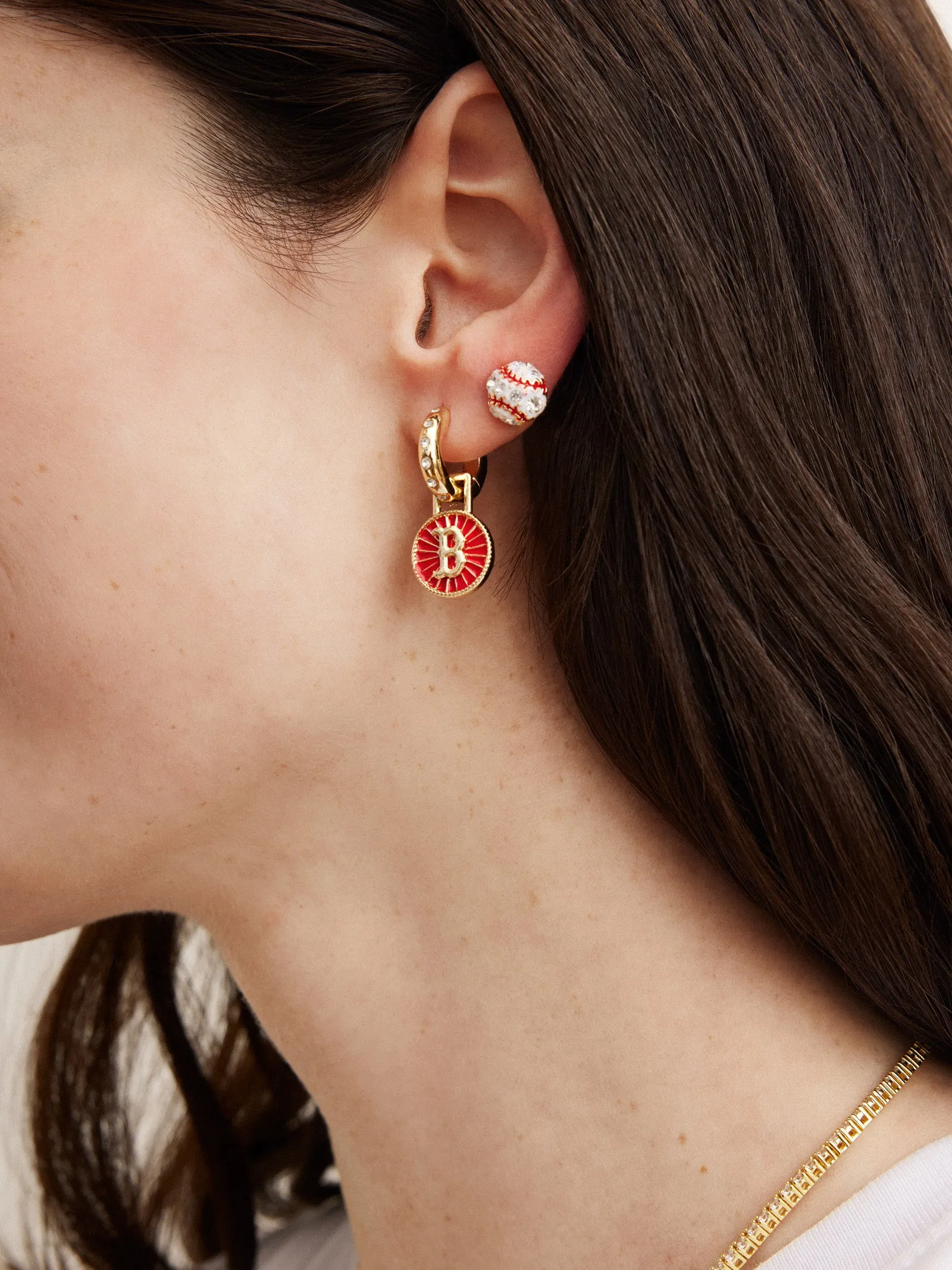 MLB Hoop Earring Set - Boston Red Sox sold by BaubleBar product image thumbnail 3