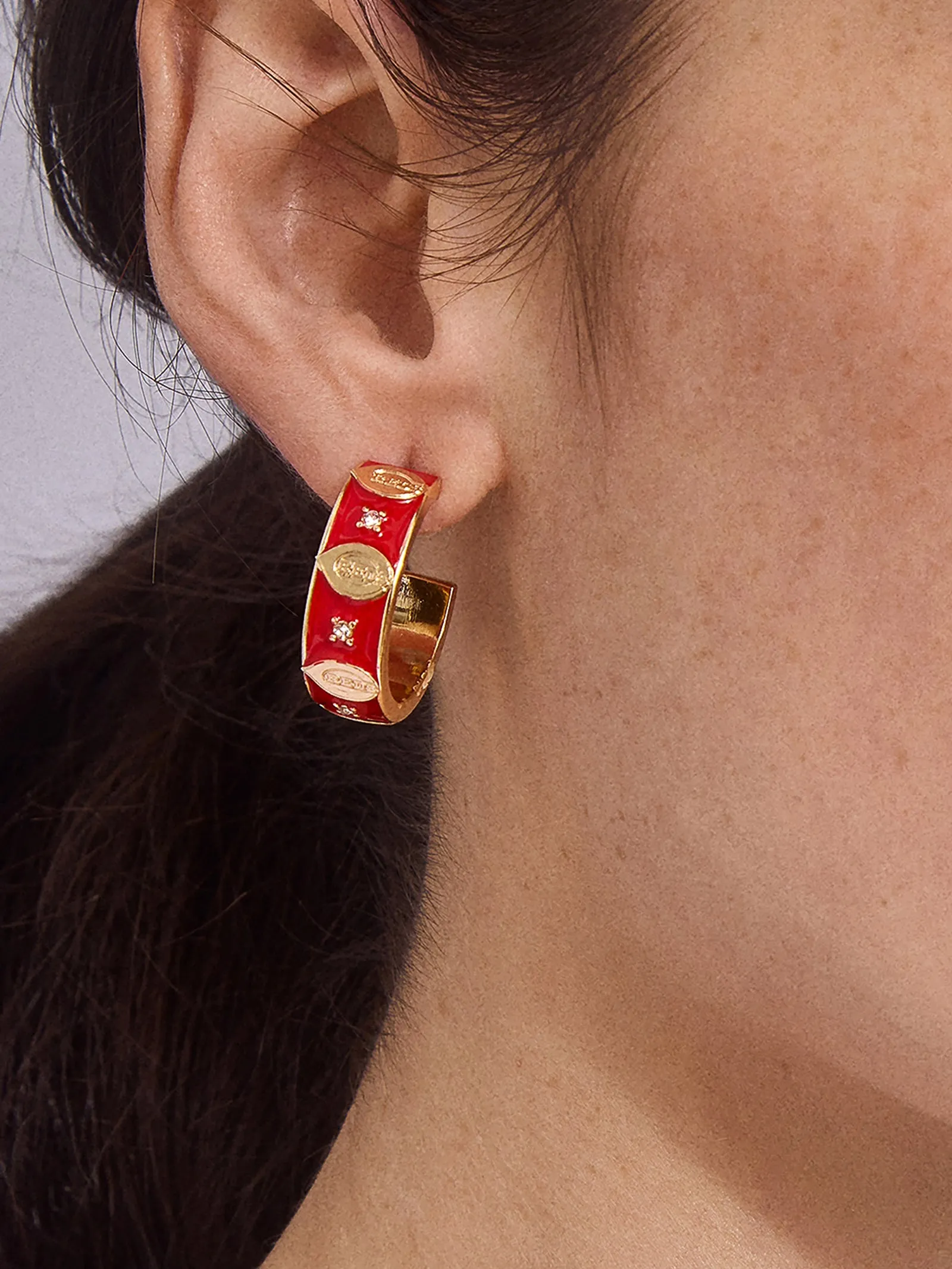 WEAR By Erin Andrews X BaubleBar Cincinnati Reds Enamel Hoop Earrings - Cincinnati Reds sold by BaubleBar product image thumbnail 2