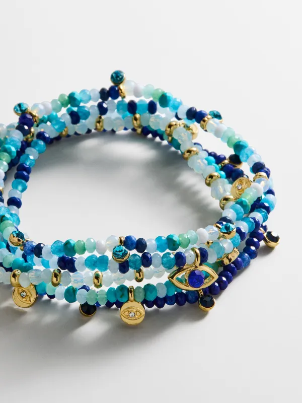 Indya Evil Eye Layered Bracelet Set - Blue Multi sold by BaubleBar