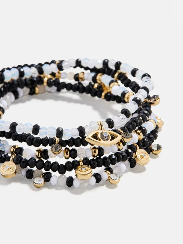 Indya Evil Eye Layered Bracelet Set - Black/White sold by BaubleBar