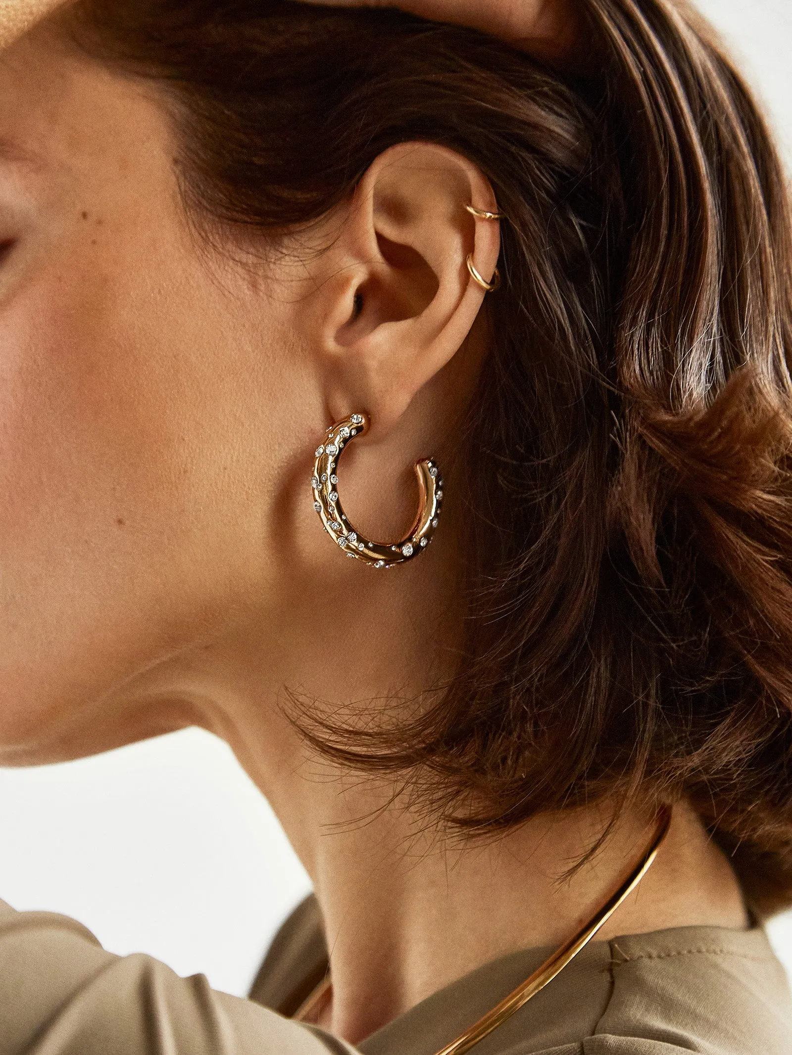 Gabbie Earrings - Gold/Pavé sold by BaubleBar product image thumbnail 2