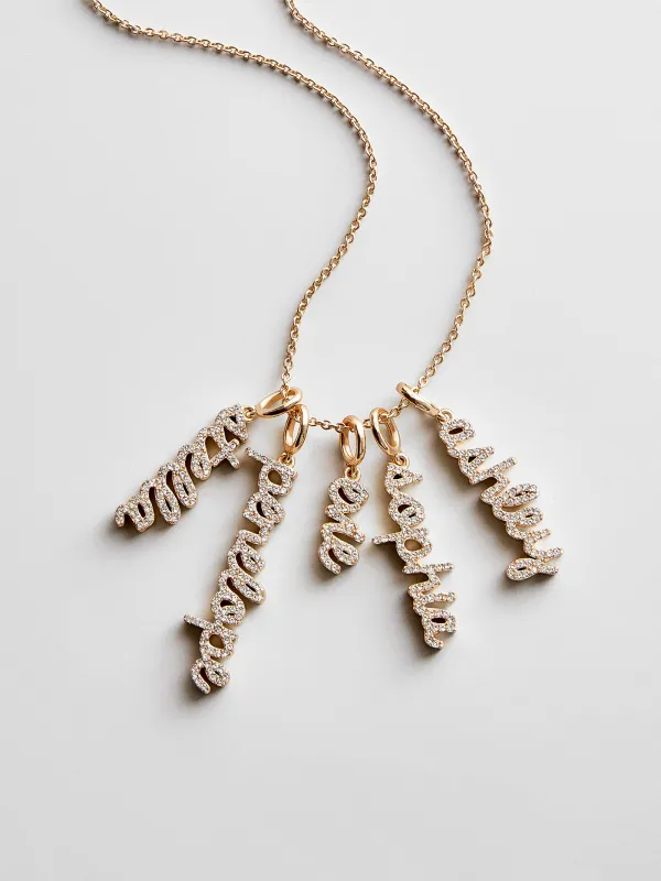 Mini Pavé Script Cluster Custom Nameplate Necklace - 1 Name made by BaubleBar