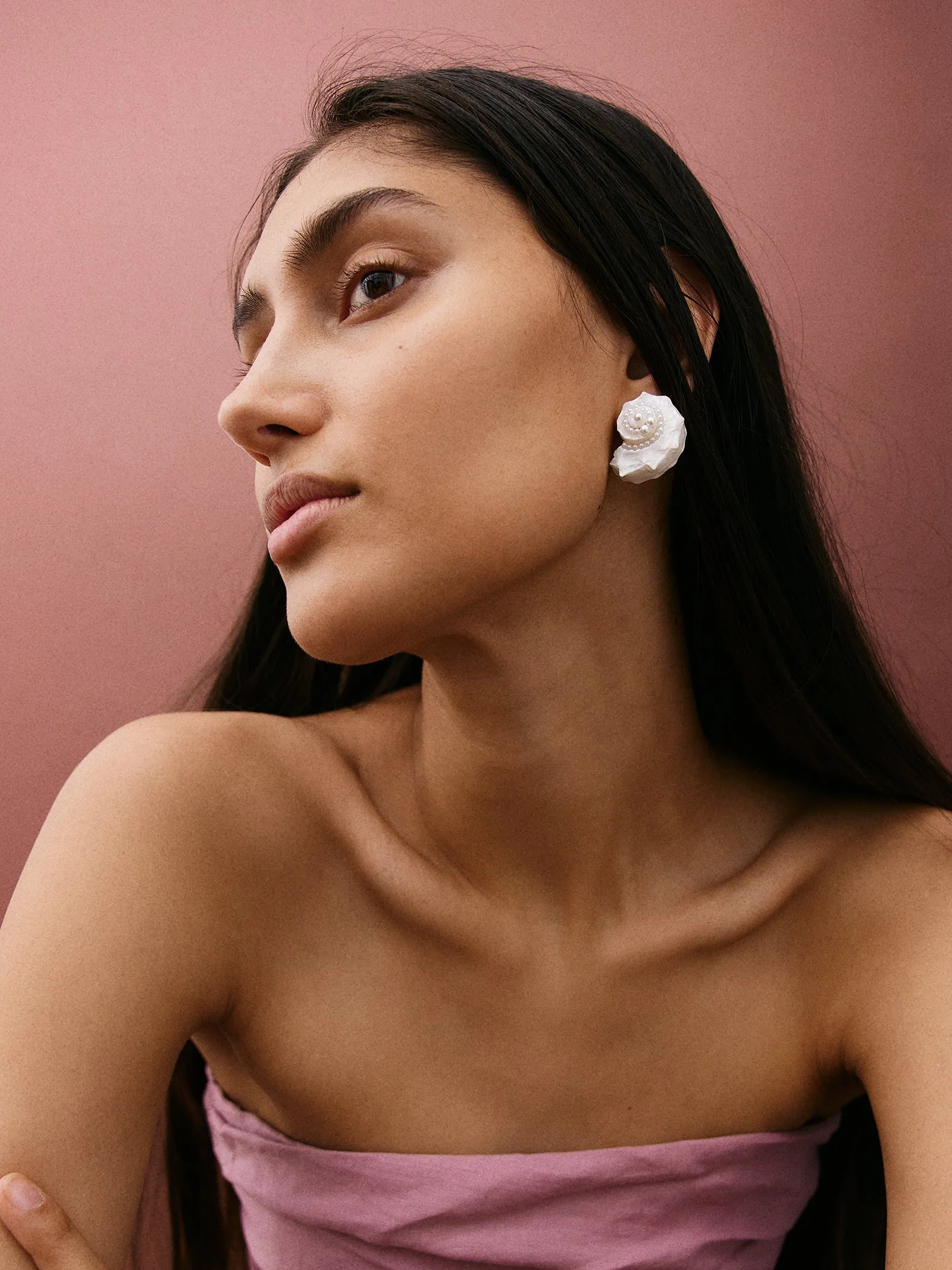 Santana Shell Statement Stud Earrings - Pearl sold by BaubleBar product image thumbnail 2