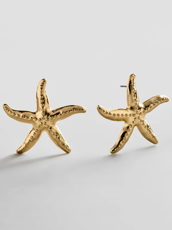 Swept Up Starfish Earrings - Gold sold by BaubleBar
