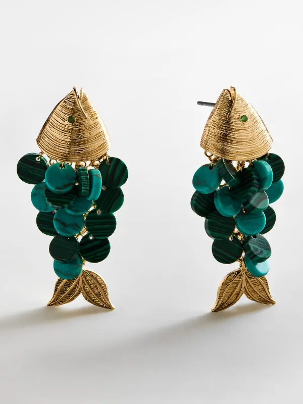 Ripple Effect Fish Earrings - Malachite/Turquoise sold by BaubleBar
