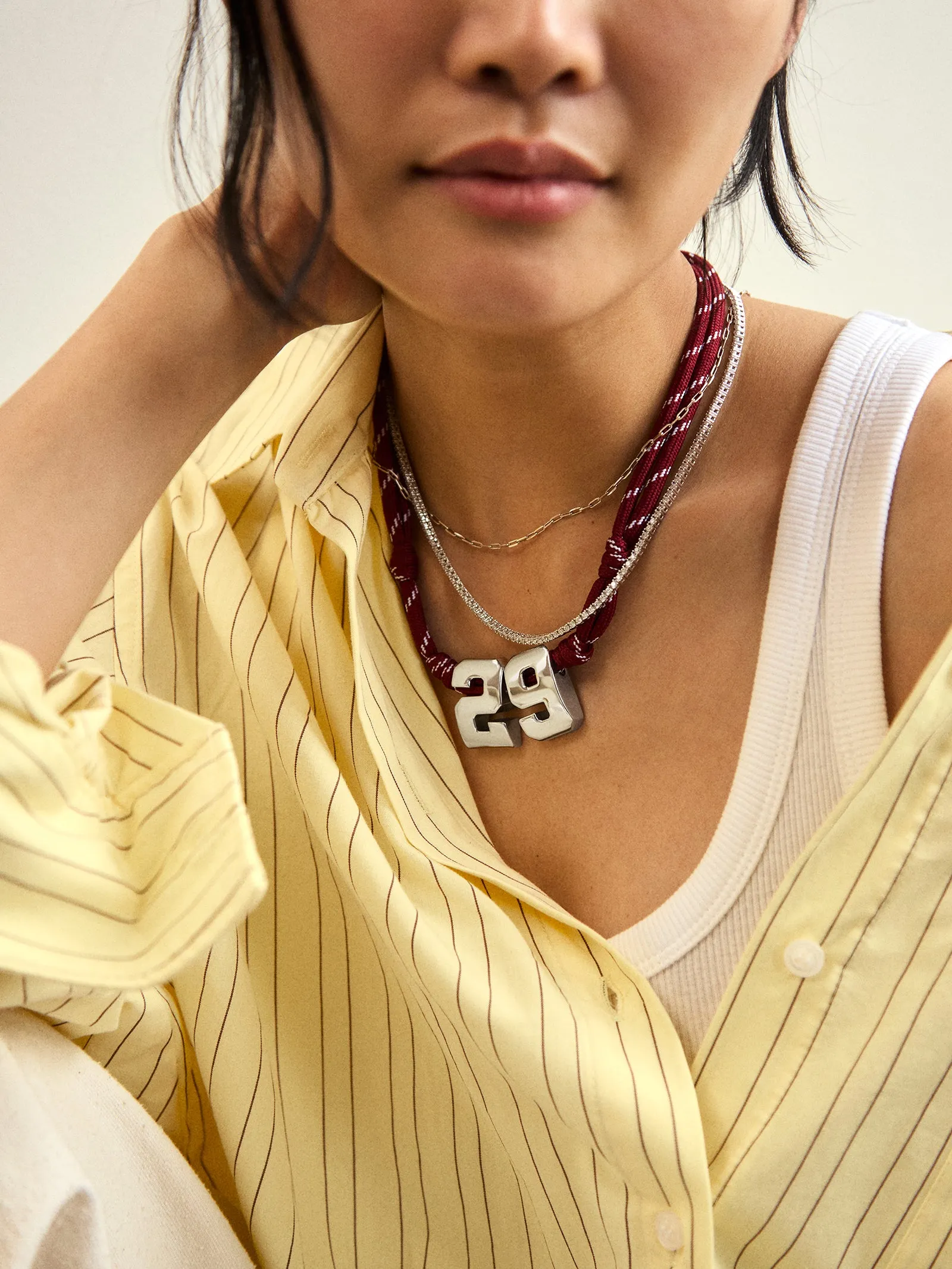 Knotty Varsity Custom Necklace - Maroon Double Digit sold by BaubleBar product image thumbnail 2