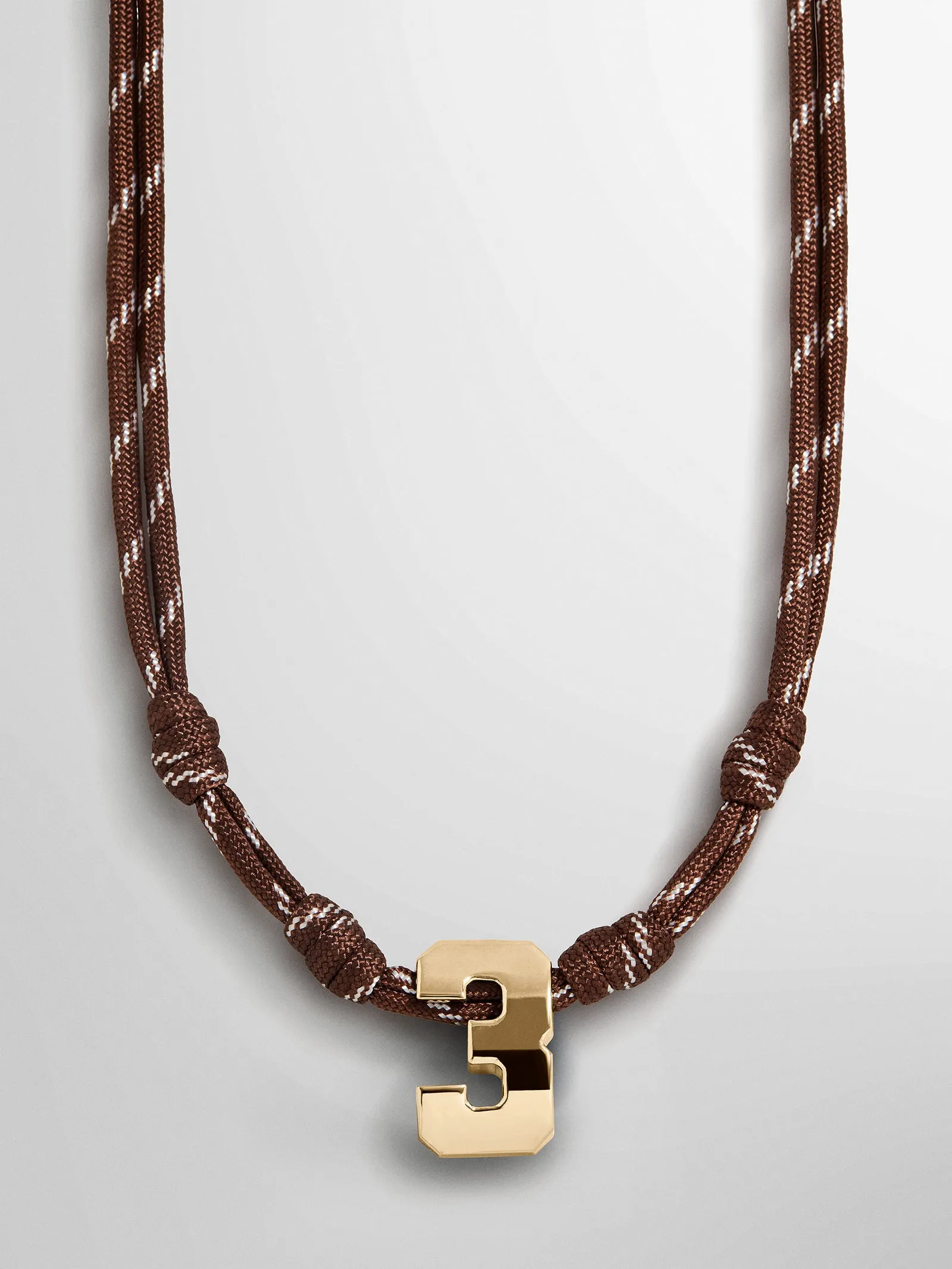 Knotty Varsity Custom Necklace - Mocha Brown Single Digit sold by BaubleBar product image thumbnail 3