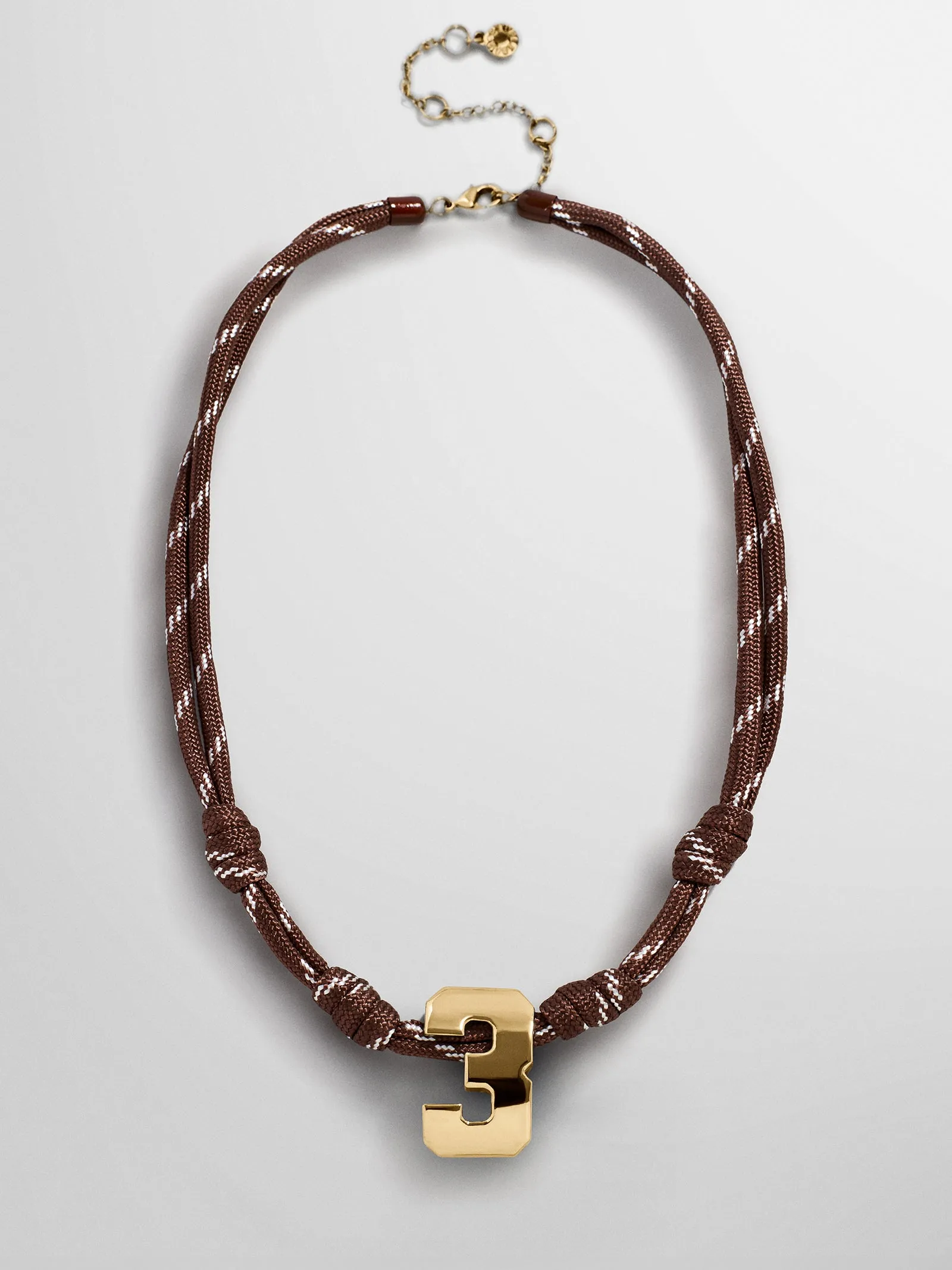 Knotty Varsity Custom Necklace - Mocha Brown Single Digit sold by BaubleBar