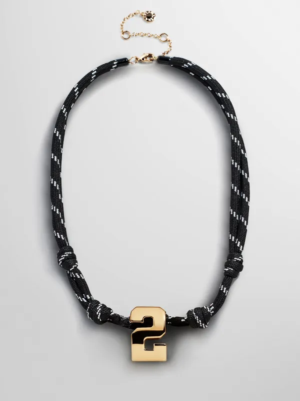 Knotty Varsity Custom Necklace - Onyx Single Digit made by BaubleBar