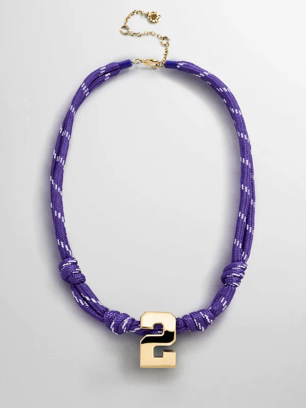 Knotty Varsity Custom Necklace - Purple Single Digit made by BaubleBar