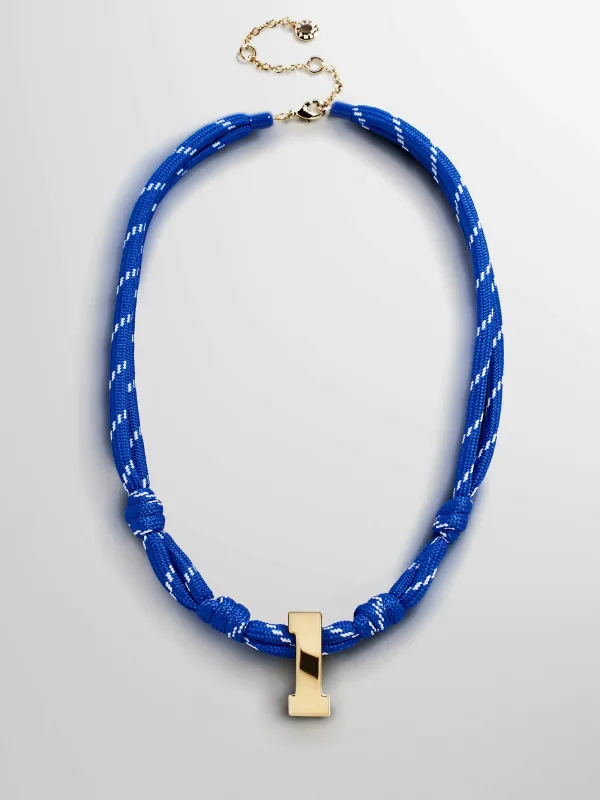 Knotty Varsity Custom Necklace - Royal Blue Single Digit made by BaubleBar