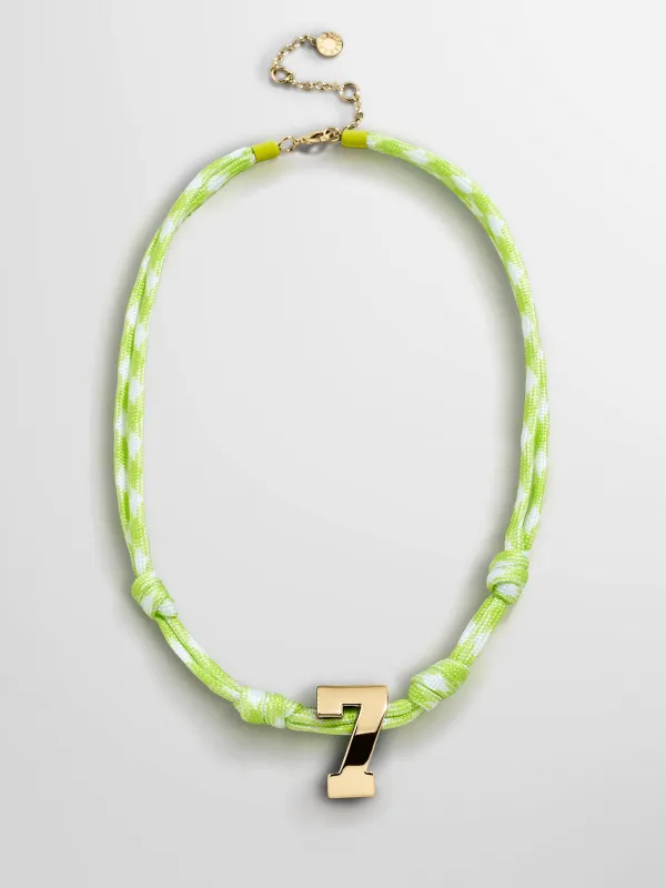 Knotty Varsity Custom Necklace - Lime Green Single Digit made by BaubleBar