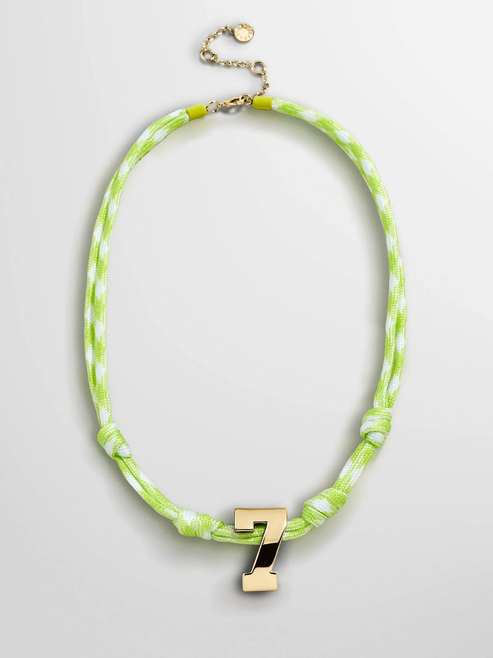 Knotty Varsity Custom Necklace - Lime Green Single Digit sold by BaubleBar