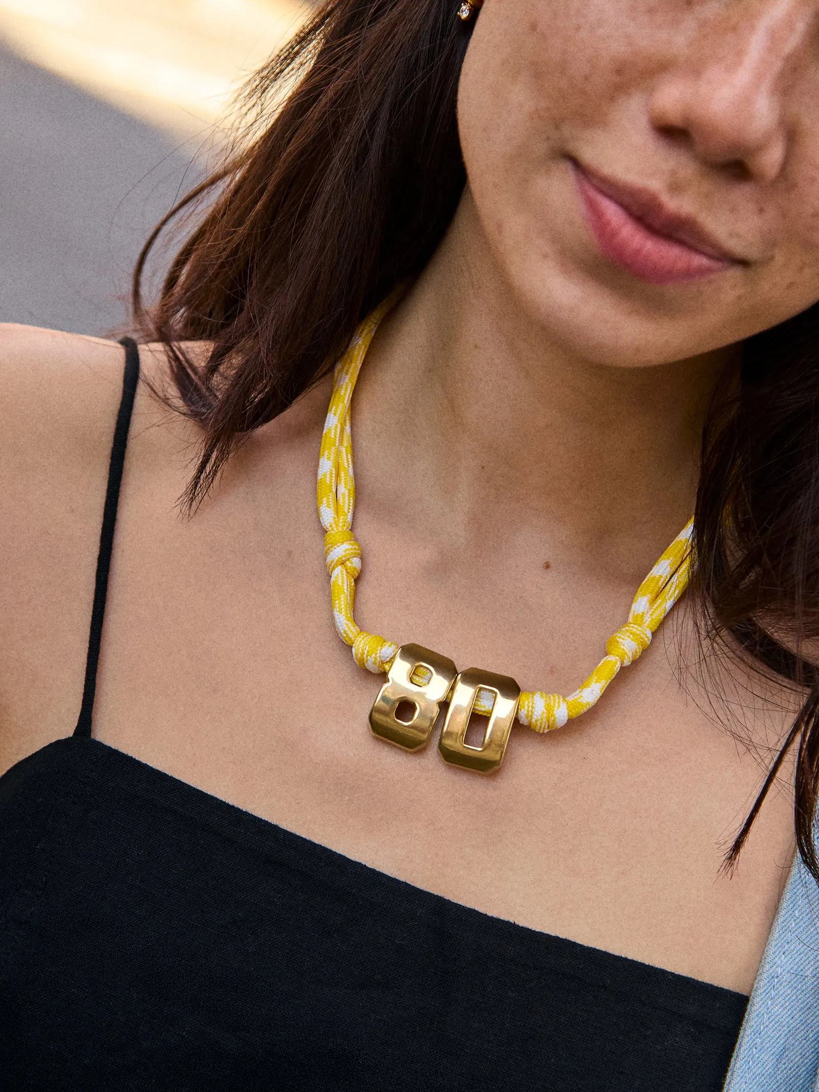 Knotty Varsity Custom Necklace - Bright Yellow Single Digit sold by BaubleBar product image thumbnail 2