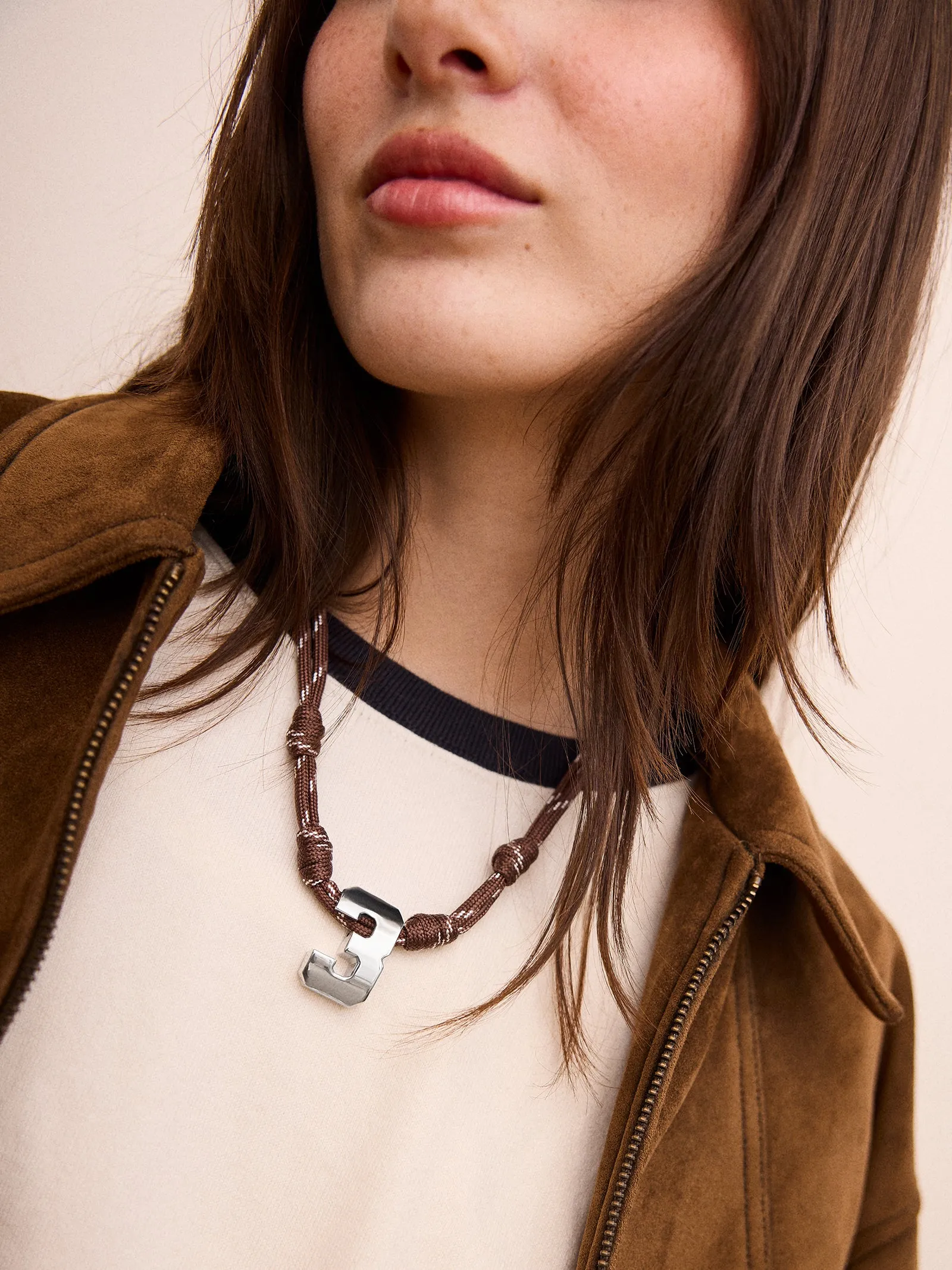 Knotty Varsity Custom Necklace - Mocha Brown Double Digit sold by BaubleBar product image thumbnail 5