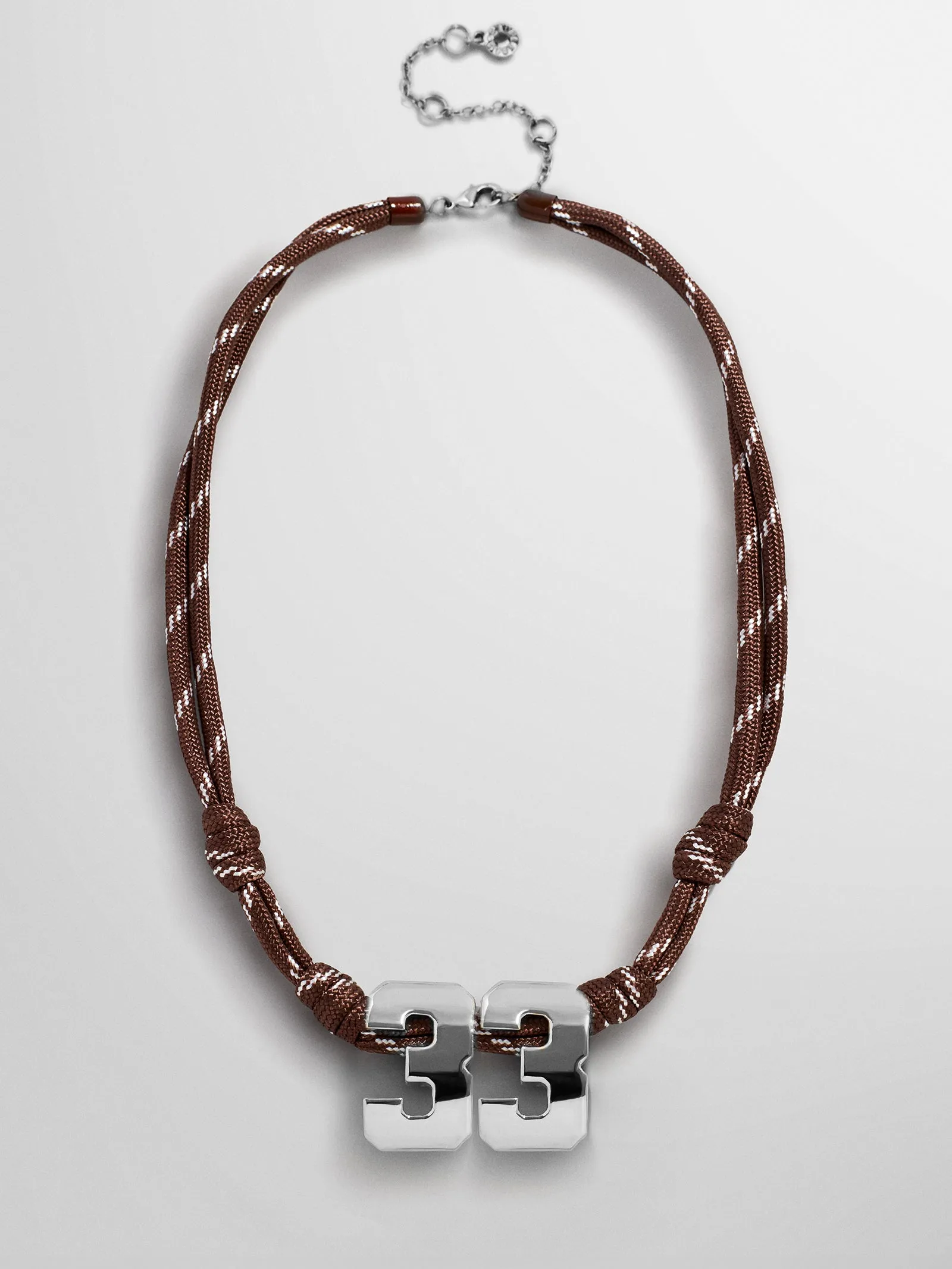 Knotty Varsity Custom Necklace - Mocha Brown Double Digit sold by BaubleBar product image thumbnail 4