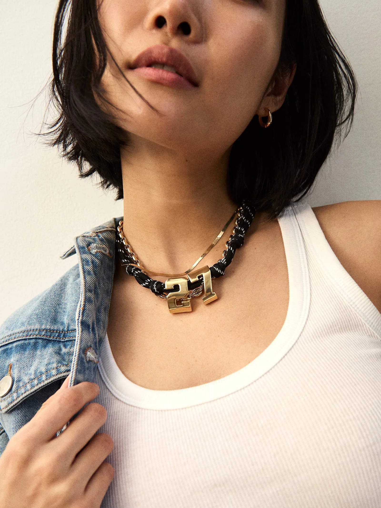 Knotty Varsity Custom Necklace - Onyx Double Digit sold by BaubleBar product image thumbnail 2