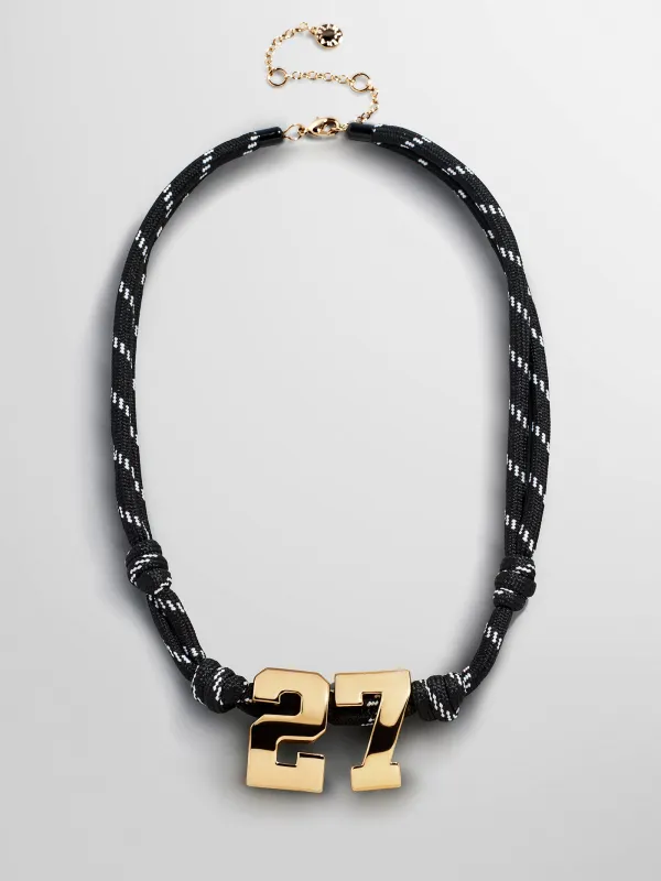 Knotty Varsity Custom Necklace - Onyx Double Digit made by BaubleBar