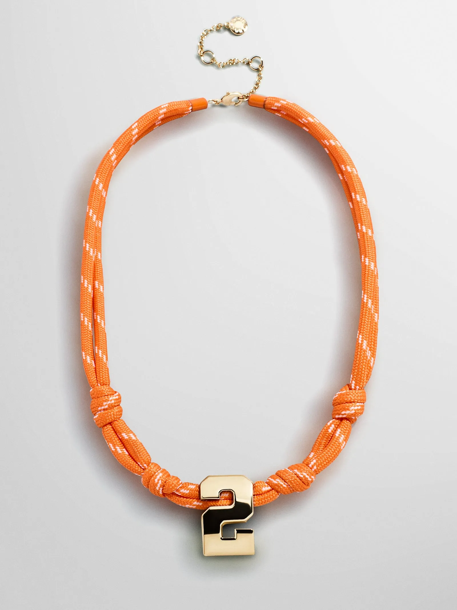Knotty Varsity Custom Necklace - Tangerine Single Digit sold by BaubleBar