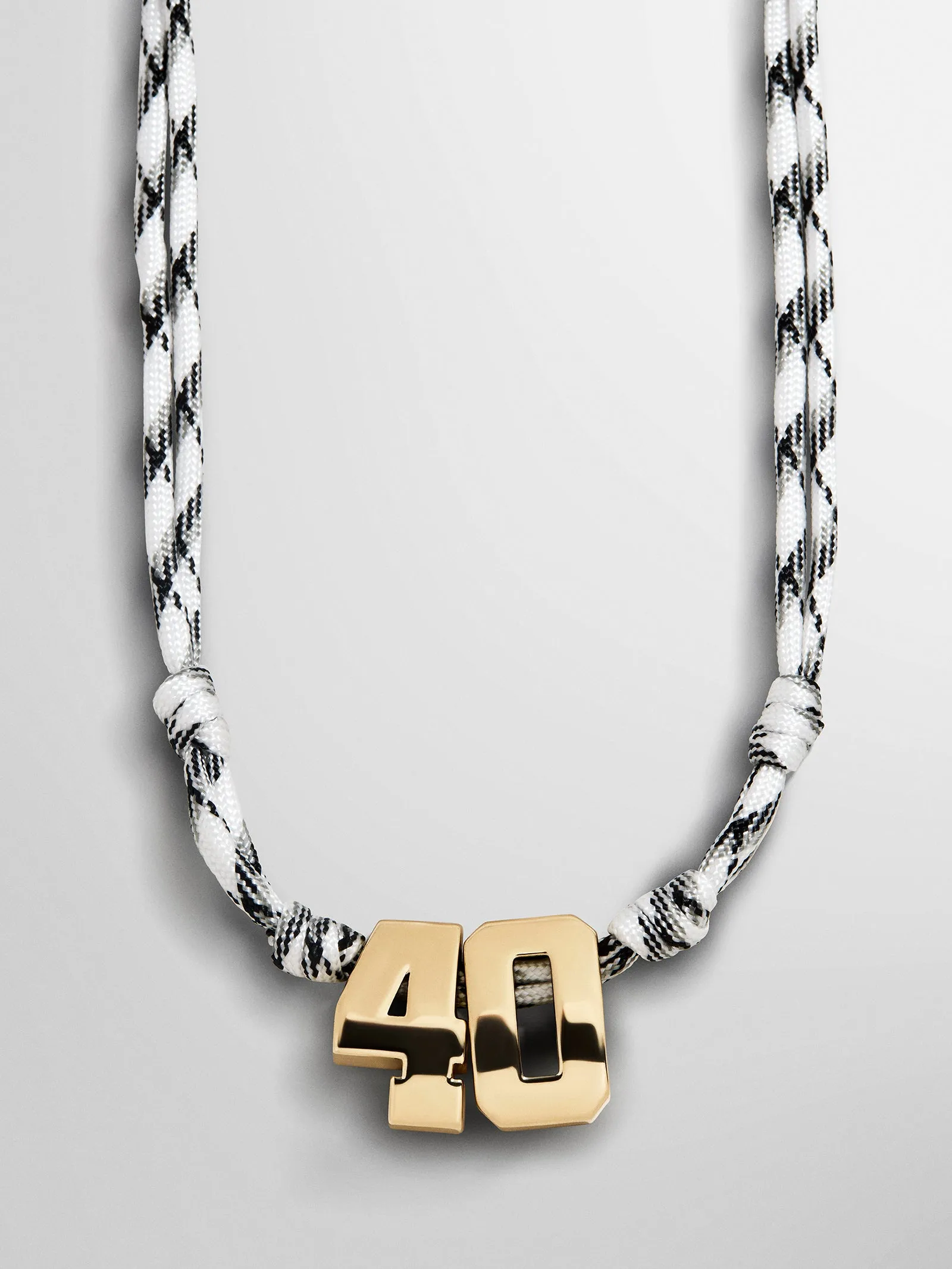 Knotty Varsity Custom Necklace - White/Onyx Double Digit sold by BaubleBar product image thumbnail 3