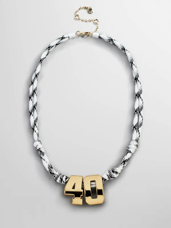 Knotty Varsity Custom Necklace - White/Onyx Double Digit made by BaubleBar