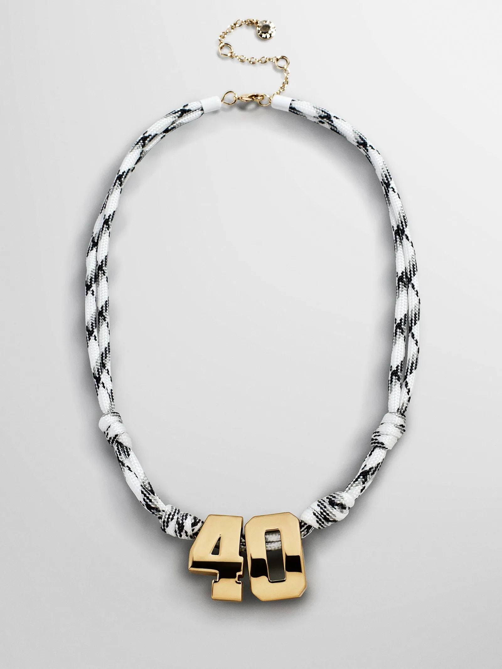 Knotty Varsity Custom Necklace - White/Onyx Double Digit sold by BaubleBar