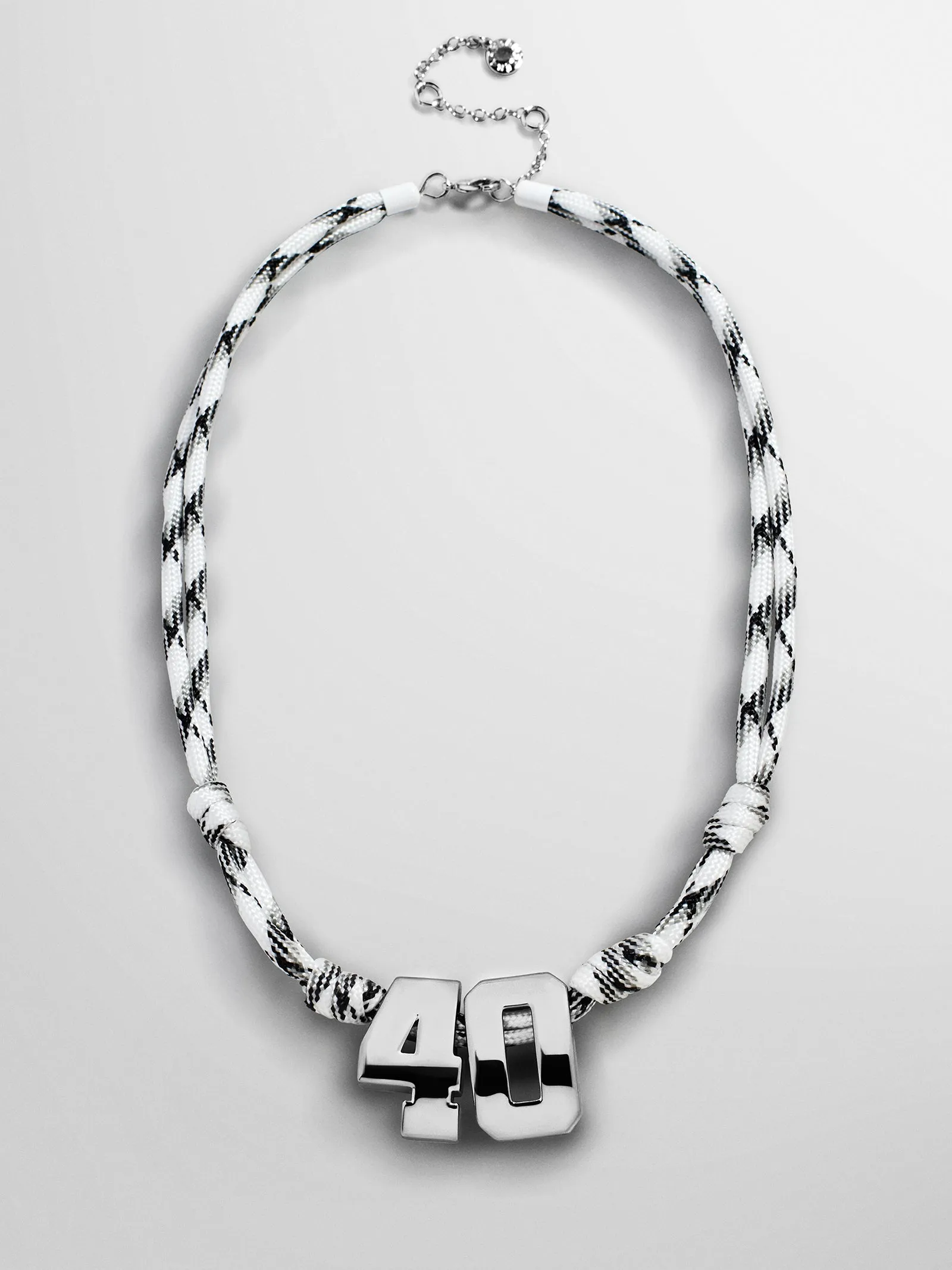 Knotty Varsity Custom Necklace - White/Onyx Double Digit sold by BaubleBar product image thumbnail 4