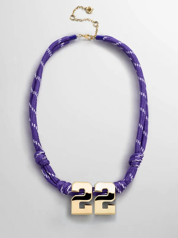Knotty Varsity Custom Necklace - Purple Double Digit made by BaubleBar