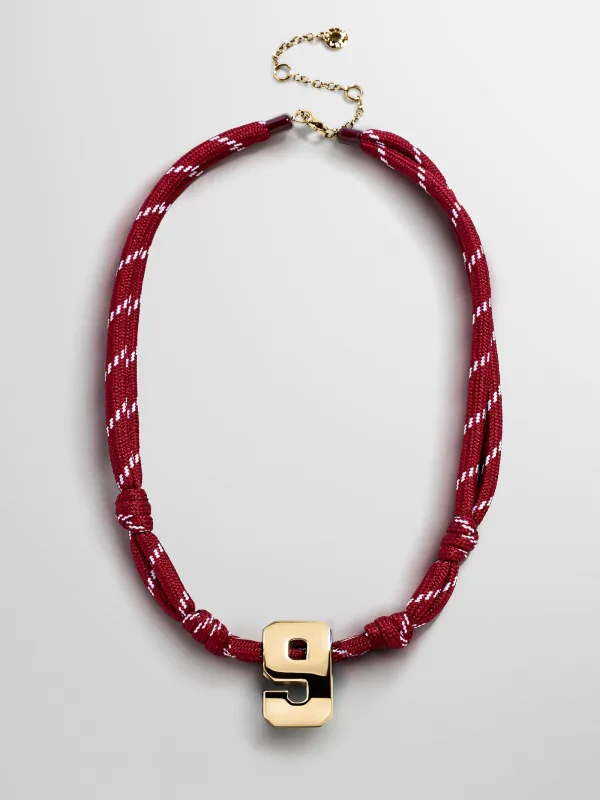 Knotty Varsity Custom Necklace - Maroon Single Digit made by BaubleBar