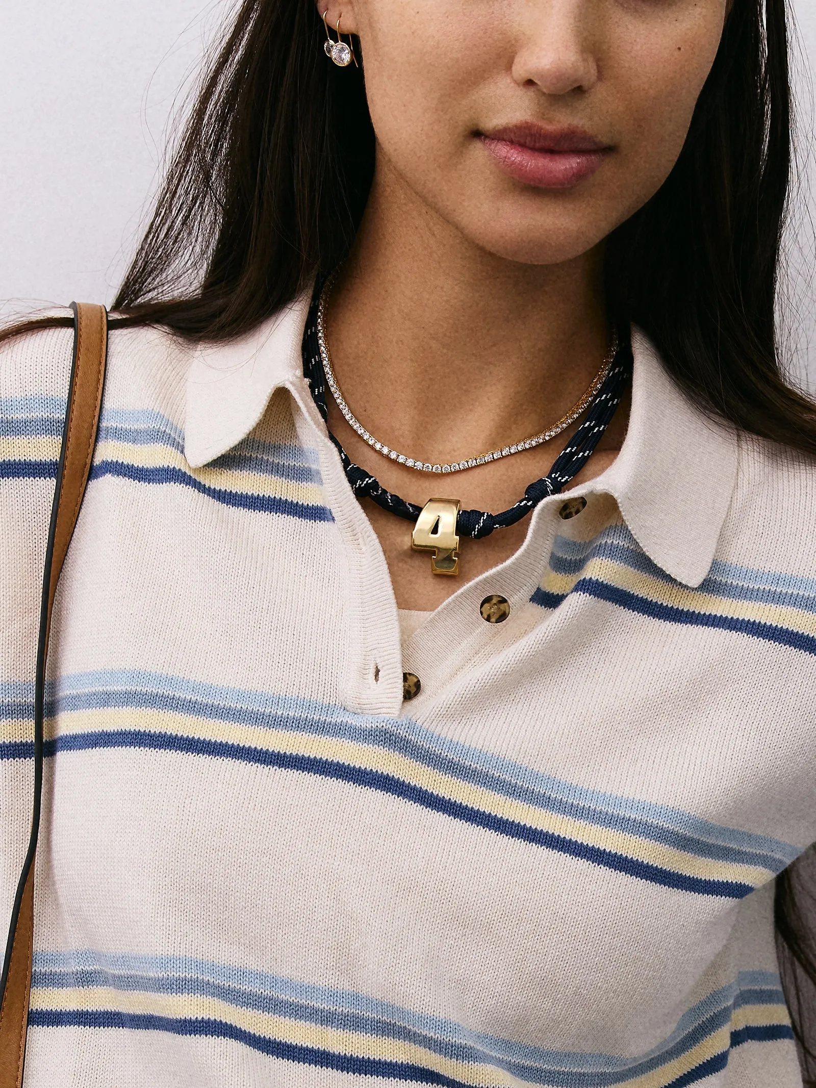 Knotty Varsity Custom Necklace - Navy Double Digit sold by BaubleBar product image thumbnail 5