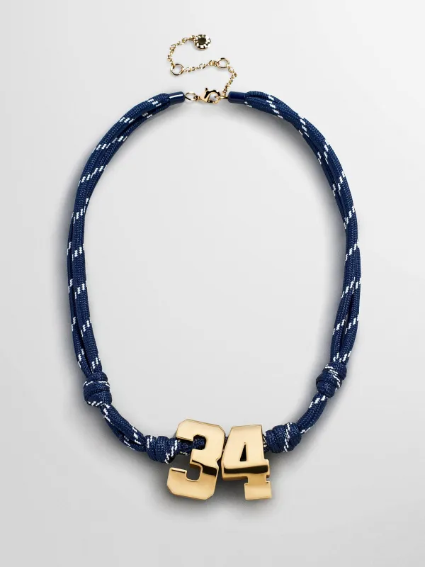 Knotty Varsity Custom Necklace - Navy Double Digit made by BaubleBar