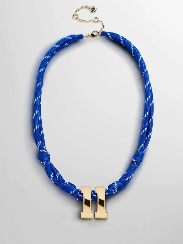Knotty Varsity Custom Necklace - Royal Blue Double Digit made by BaubleBar