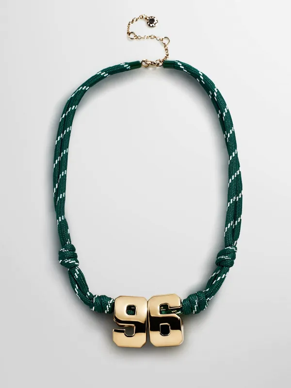 Knotty Varsity Custom Necklace - Dark Green Double Digit made by BaubleBar