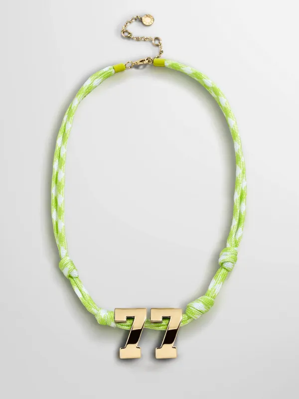 Knotty Varsity Custom Necklace - Lime Green Double Digit made by BaubleBar