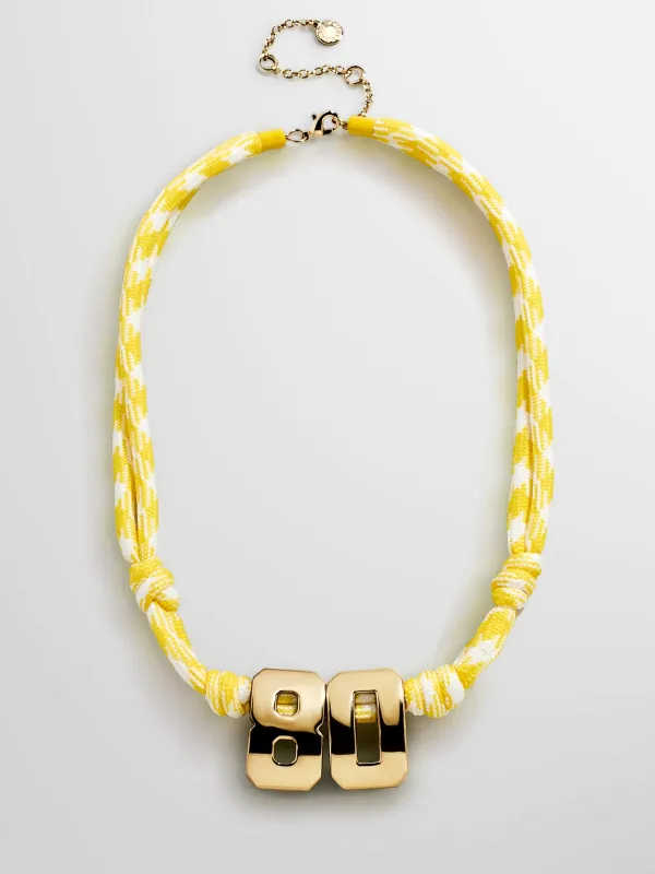 Knotty Varsity Custom Necklace - Bright Yellow Double Digit made by BaubleBar