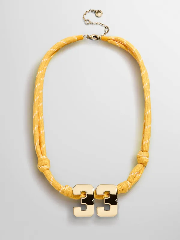 Knotty Varsity Custom Necklace - Marigold Double Digit made by BaubleBar