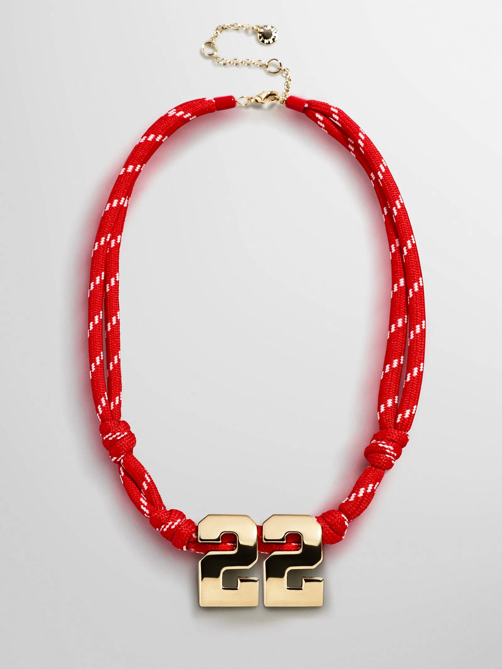 Knotty Varsity Custom Necklace - Cherry Red Double Digit sold by BaubleBar