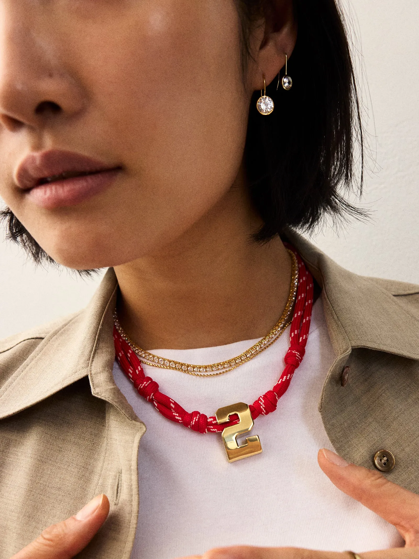 Knotty Varsity Custom Necklace - Cherry Red Double Digit sold by BaubleBar product image thumbnail 5