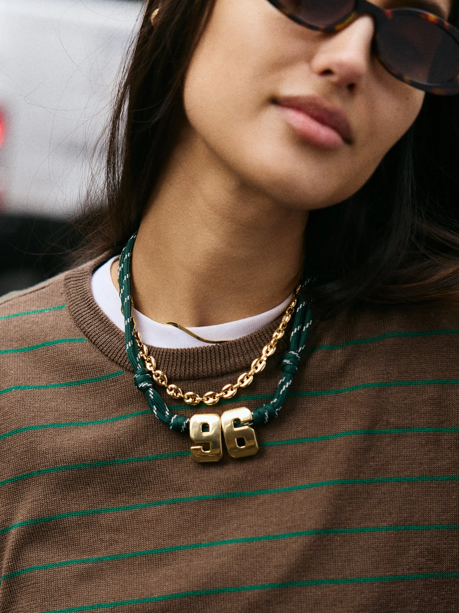 Knotty Varsity Custom Necklace - Dark Green Single Digit sold by BaubleBar product image thumbnail 5