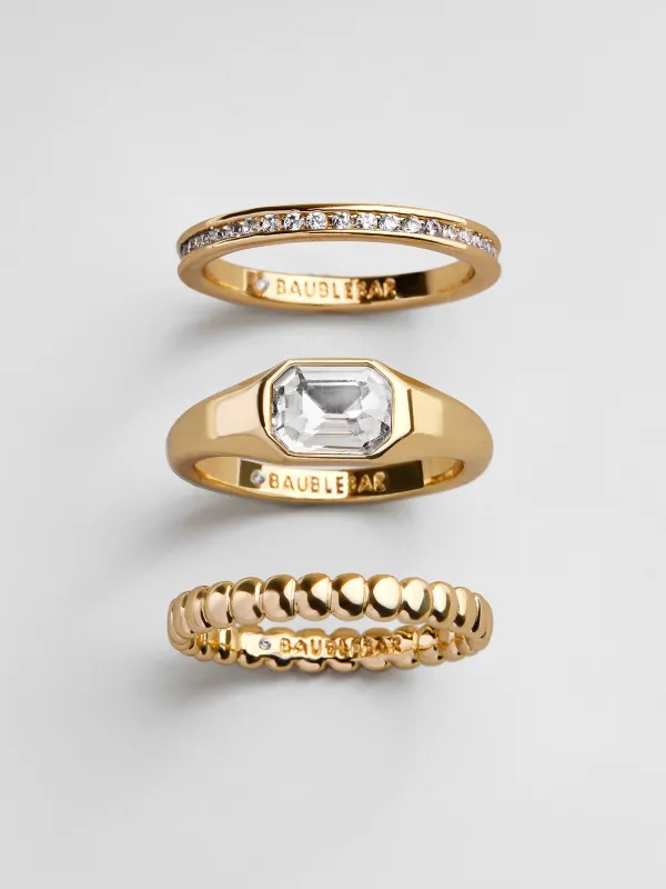 Mary Gold Ring Set - Gold/Pavé made by BaubleBar