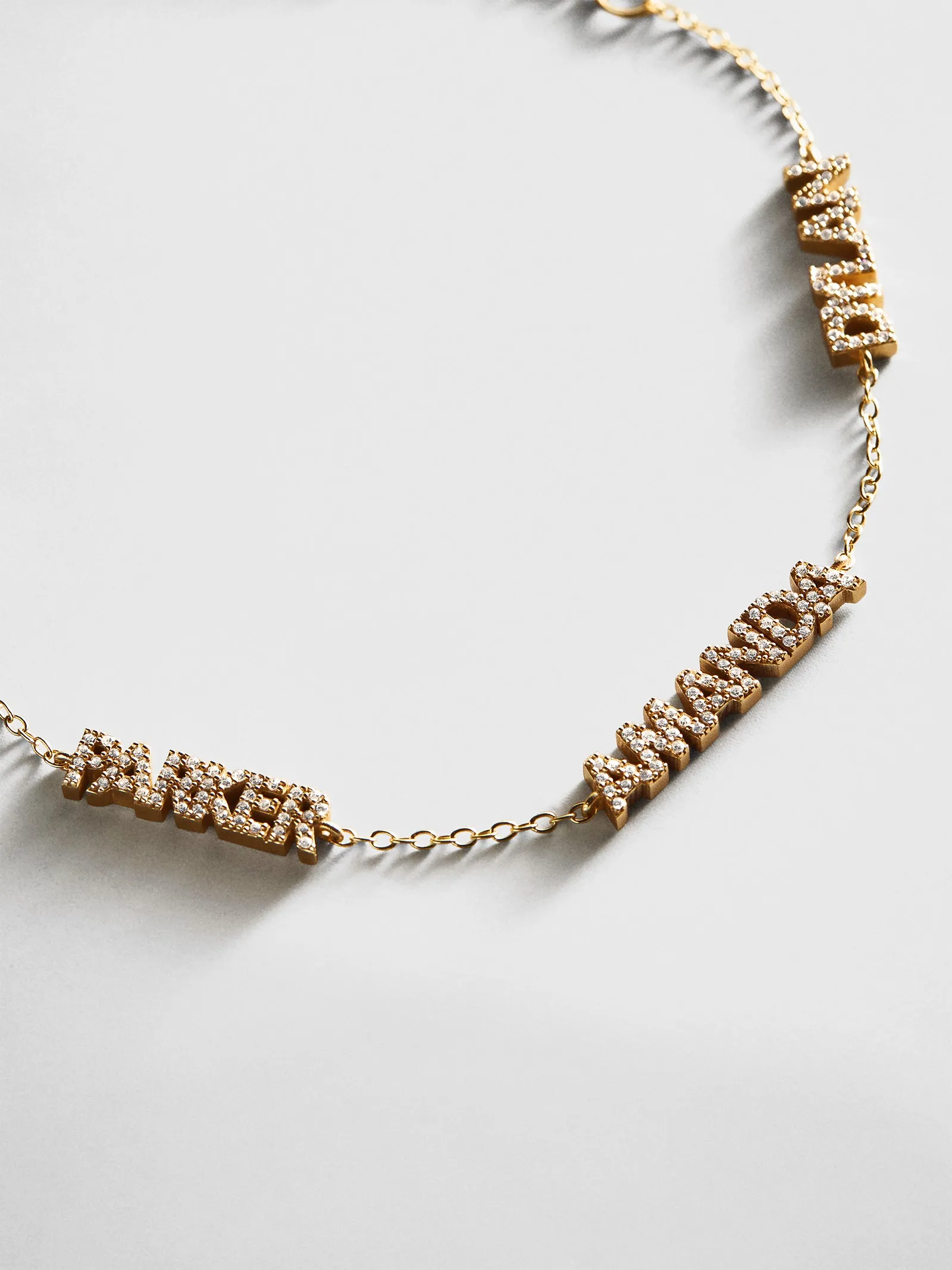 14K Gold/Pavé Custom Block Multi Name Bracelet - 3 Names sold by BaubleBar product image thumbnail 3