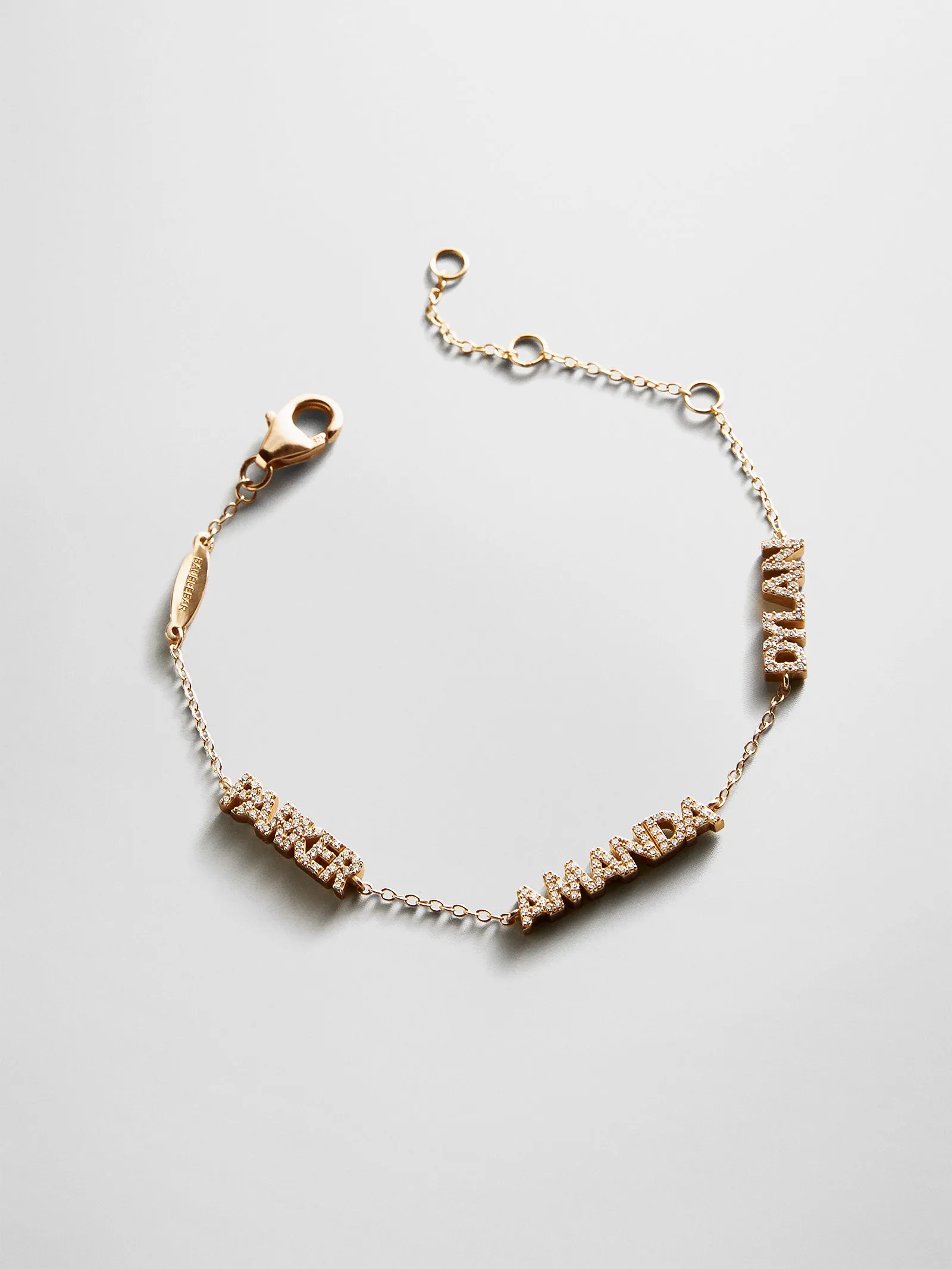 14K Gold/Pavé Custom Block Multi Name Bracelet - 3 Names sold by BaubleBar product image thumbnail 4