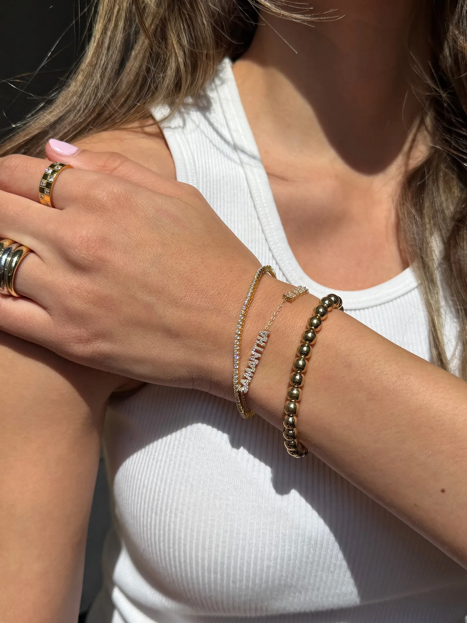 14K Gold/Pavé Custom Block Multi Name Bracelet - 2 Names sold by BaubleBar product image thumbnail 2